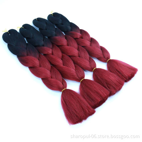 A large number of factory wholesale synthetic Jumbo braid hair, Synthetic braiding ombre hair in hair extensions supplier